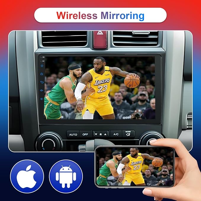 Car Stereo Radio for Honda CRV 2007-2011, 9" Touch Screen Car Radio with Wireless Carplay/Android Auto with WiFi GPS Navigation, Bluetooth, SWC/FM Radio