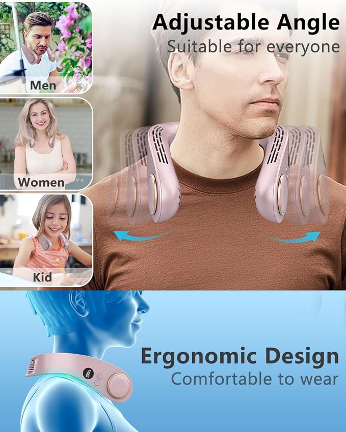 Air Conditioner Neck Fan-Neck Air Cooler,Portable Neck Ac Unit Wearable Hanging Fan Around Neck,Small USB Head Fan Hand Free