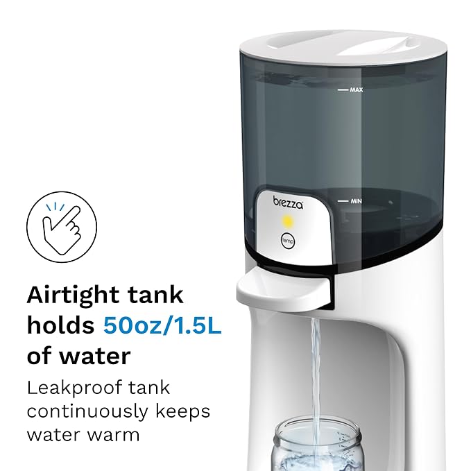 Baby Brezza Instant Baby Bottle Maker with 3 Temperature Settings for Formula Warming,50oz Tank Capacity,24/7 Warm Water Dispenser,Electric Kettle Alternative,(Pack of 2)