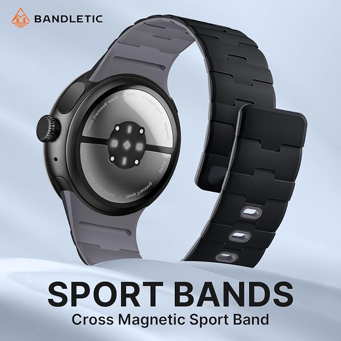 Bandletic Magnetic Silicone Bands Compatible with Google Pixel Watch 4/3 45mm Band for Women and Men, Rugged Soft Sport Strap Replacement Wristband