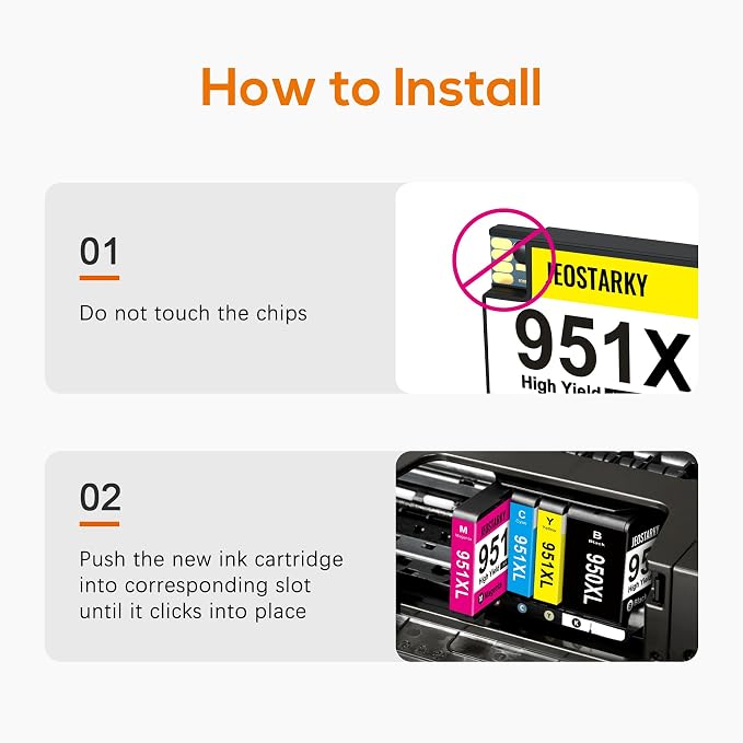 950XL 951XL Ink Cartridges Combo Pack Replacement for HP 950 951 / 950XL 951XL, Compatible with HP OfficeJet Pro 8600 8610 8620 8630 8640 8660 251DW 276DW –High Yield 4-Pack