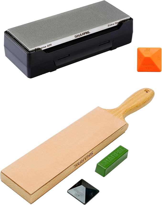 SHARPAL Double-sided Diamond Sharpening Stone and Double-sided Leather Strop Kit