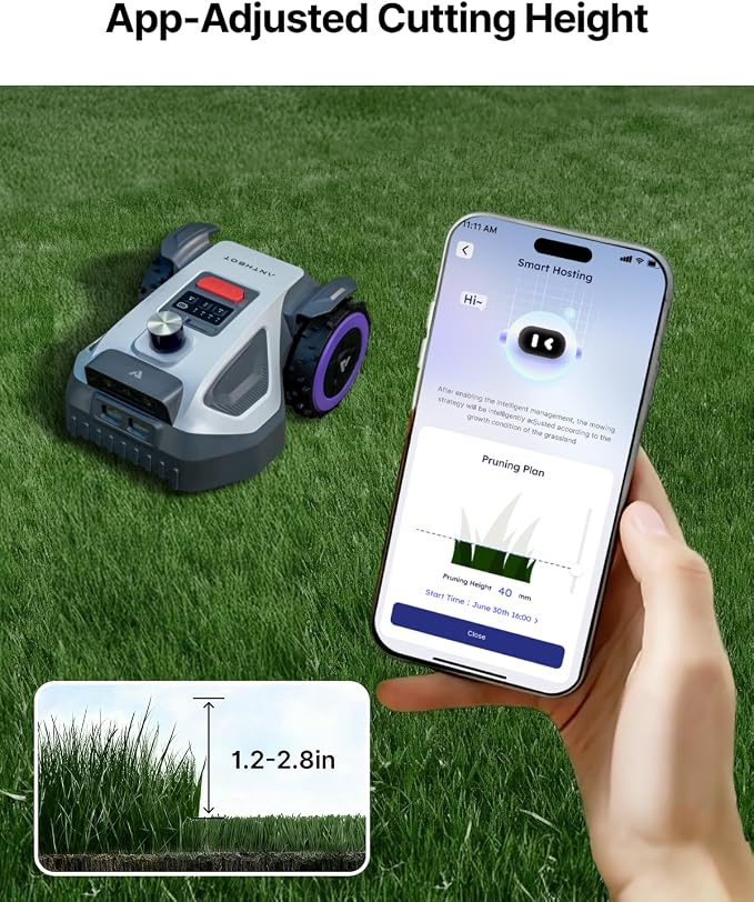 ANTHBOT M5 Lidar Robot Lawn Mower, 360°LiDAR+Vision Perimeter Wire Free 1/8 Acre, Vision Obstacle Avoidance Robotic Lawnmower with Automatic Mapping Zone Division, 45% Slope, App Control