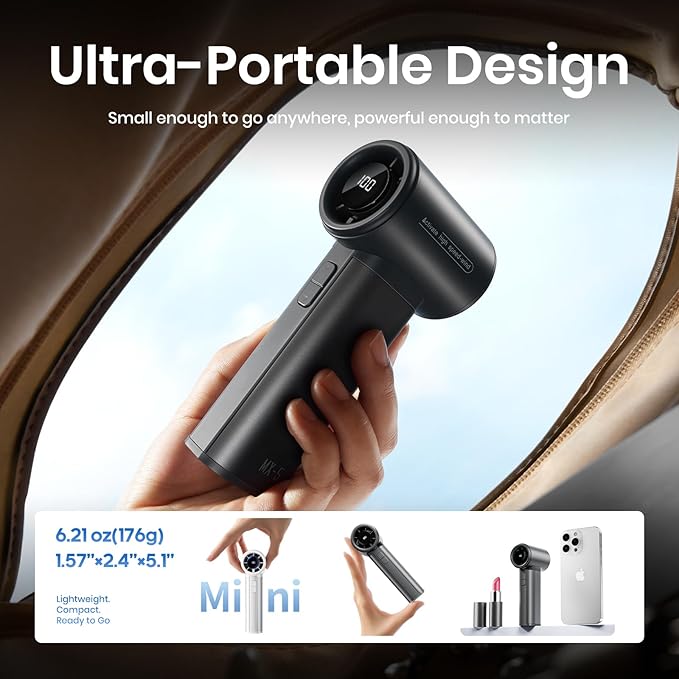 4500mAh Powerful Mini Turbo Fan - 100 Speed Touch Control Portable Handheld High Speed Rechargeable Small Pocket Design Personal Travel Essentials for Indoor and Outdoor-Silver