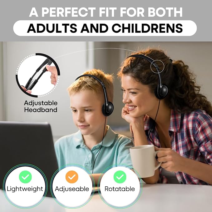 Classroom Headphones Bulk 20 Pack for Kids School Student,Wholesale Durable Wired Earphones Class Set for Children Toddler Teens Boys Girls and Adult(GS857, Black)