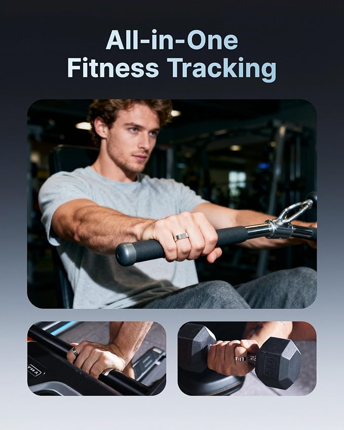 Smart Ring for Women/Men, Fitness Tracker Ring with Call & Alarm Vibration, Heart Rate, Blood Oxygen, Sleep Tracker, Women Cycle Prediction, 5ATM Waterproof, No App Fees (Silver, 12#)