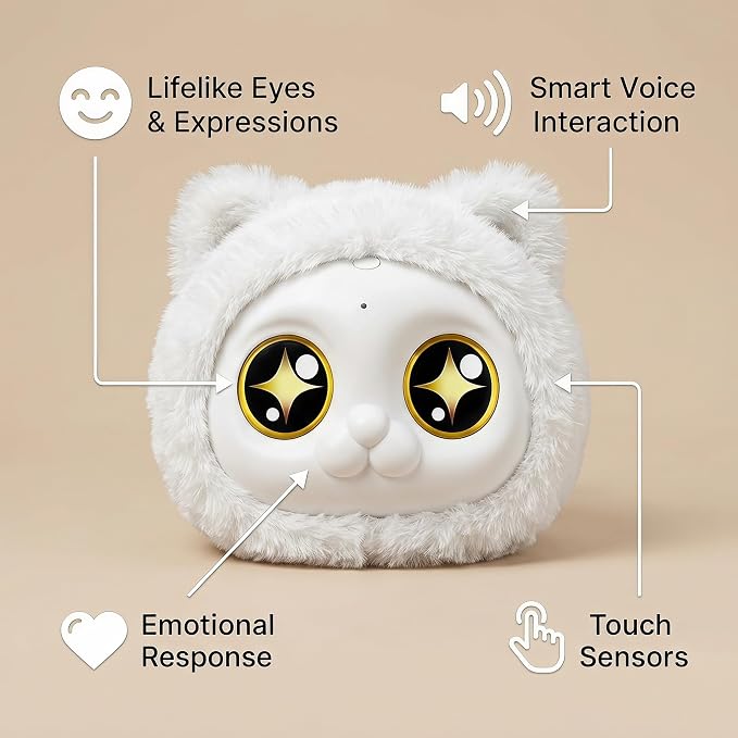 AI Robot Companion, Interactive Plush Talking Toy with Smart Voice Response,Emotional Support Robot for Kids 14+ and Adults, Conversation Pal, Storytelling Robot Pet, Birthday Gift (Black)