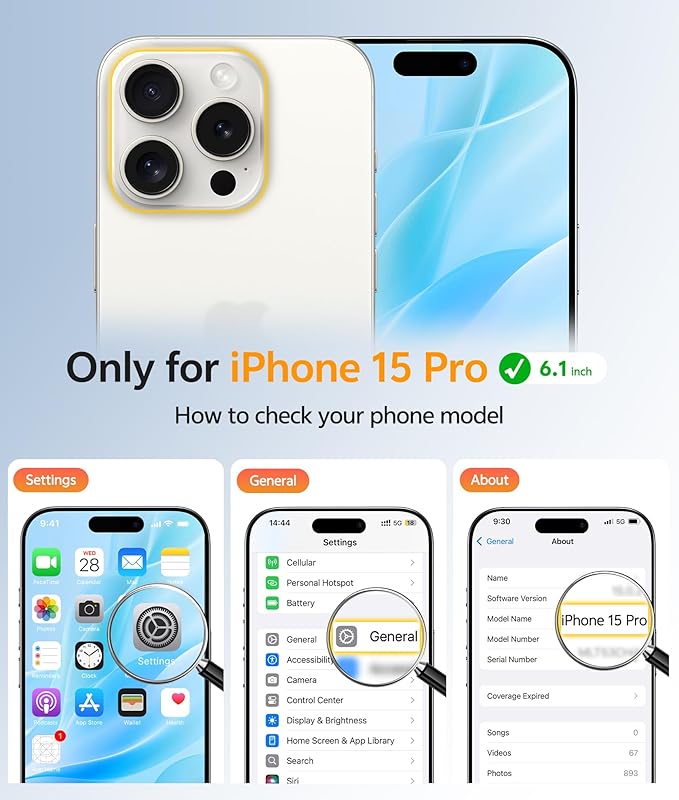 FNTCASE for iPhone 15 Pro Case: [Compatible with Magsafe] Translucent Matte Cases with [Full Camera Protection] [Screen Protector] Military Grade Shockproof Protective Phone Cover - Light Blue