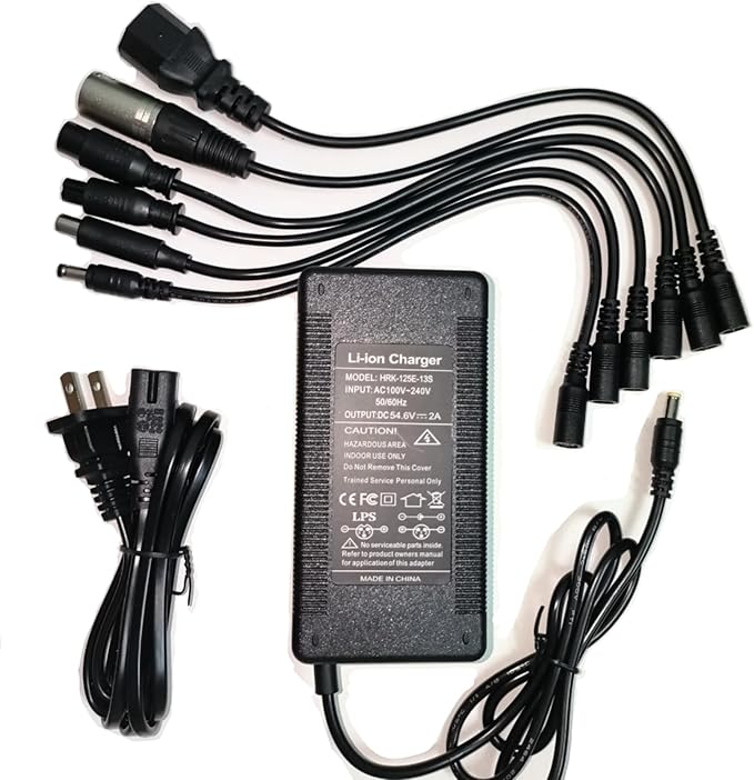 Certified 54.6V 2A Electric Charger (7 Plugs) Universal for 48V Battery - Compatible Rad Power, Lectric XP 2.0/3.0, HOVERFLY OUREA, URLIFE, Hiboy 48V, Ecotric City/Beach, Jasion eb7, Evercross H5/H7