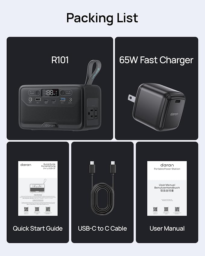 Portable Power Station 89.6Wh LiFePO4 Battery, Solar Power Bank with AC Outlet 100W/110V, USB-C PD Two-Way Fast Charging Small Generator for Laptop, Camping, Home, Office (65W Wall Charger Included)