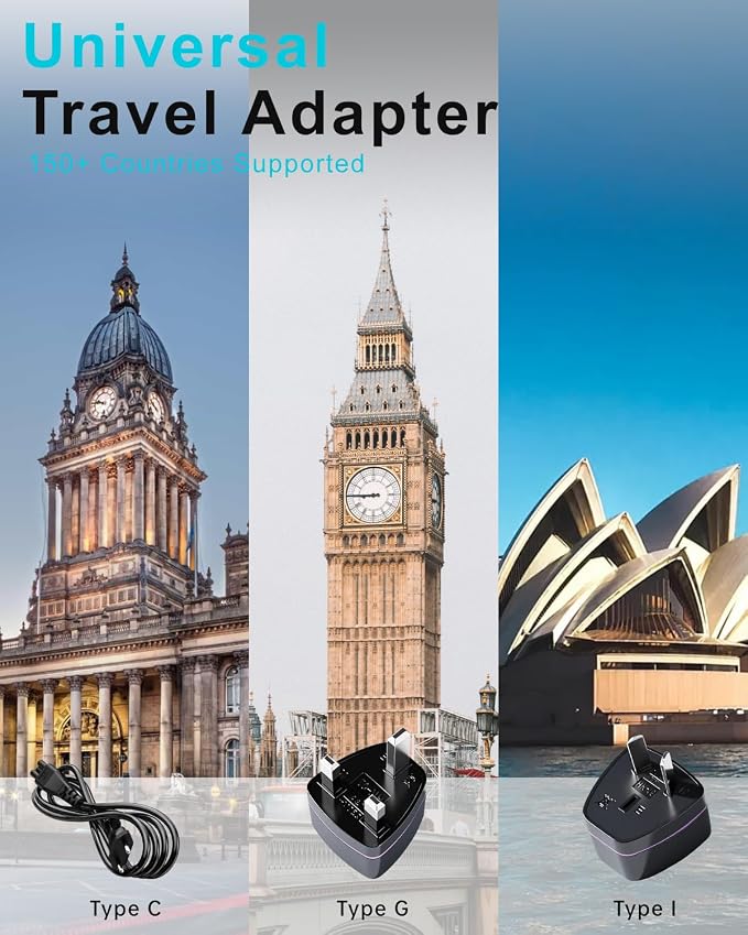 220V to 110V Voltage Converter for European Travel, LVYUAN Universal Travel Adapter US to Europe with UK/EU/AU Power Plug Adapter, Step Down Transformer for Hair Straightener Curling Iron CPAP (Black)