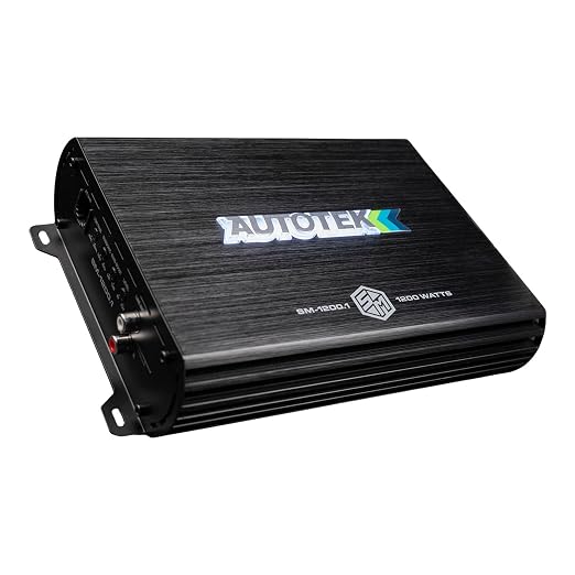 Autotek 1200 Watt 1 Channel Car Audio Amplifier, High Output Class A/B Mono Bridged 4 Ohm Stable Input, Street Machine, SM-1200.1, Black