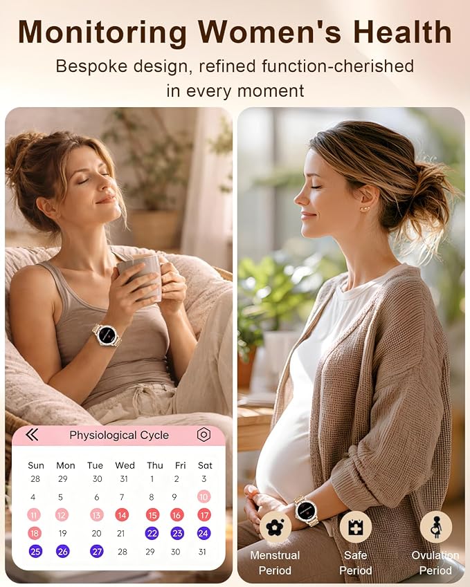 Smart Watches for Women, 1.27" HD Smartwatch with Diamond Strap Compatible Android/iOS, Answer/Make Call, IP68 Waterproof Fitness Tracker with SpO2, Sleep Monitor, 120+ Sport Models, Rosegold