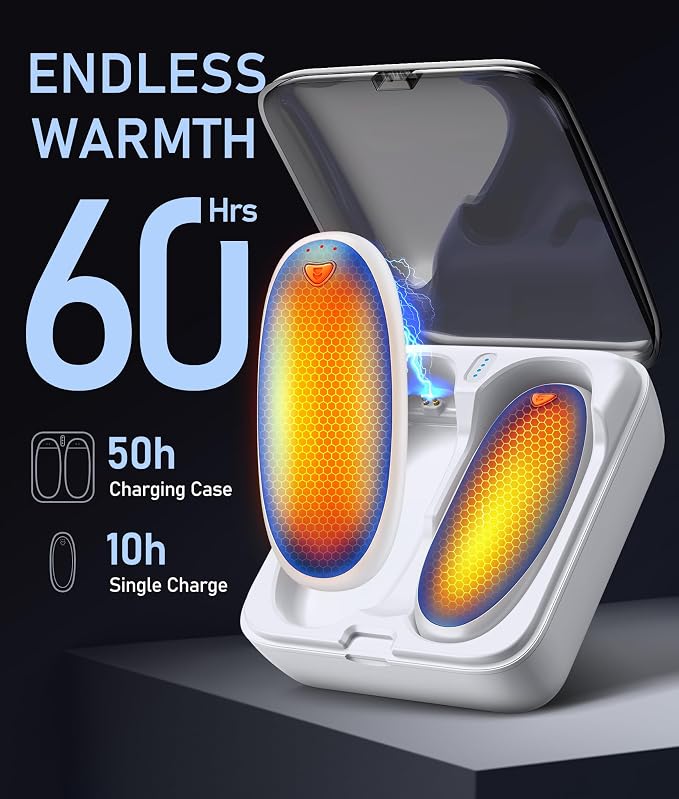 14000mAh Hand Warmers Rechargeable 2 Pack, AI Hand Warmer with Charging Case Last 60H, 1S Fast Heat, Portable Electric Pocket Heater, Golf Hunting Camping Hiking