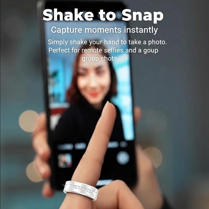 Diamond Smart Ring for Women, Fitness & Vital Signs Monitoring, Sleep Tracker, Remote Photography, No Subscription, Ladies Gift, iOS & Android(Silver,7#)
