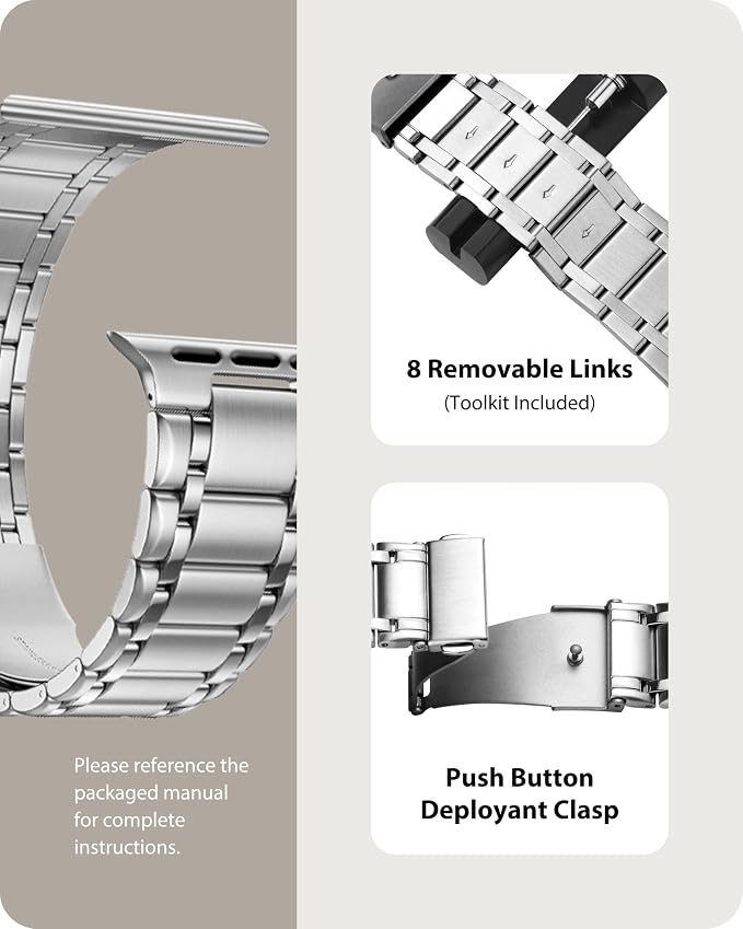 Fullmosa Bands Compatible with Apple Watch Band 41mm 40mm 38mm, Stainless Steel iWatch Band with Case for Apple Watch Series 9 8 7 6 5 4 3 2 1 SE3/2/1, Silver