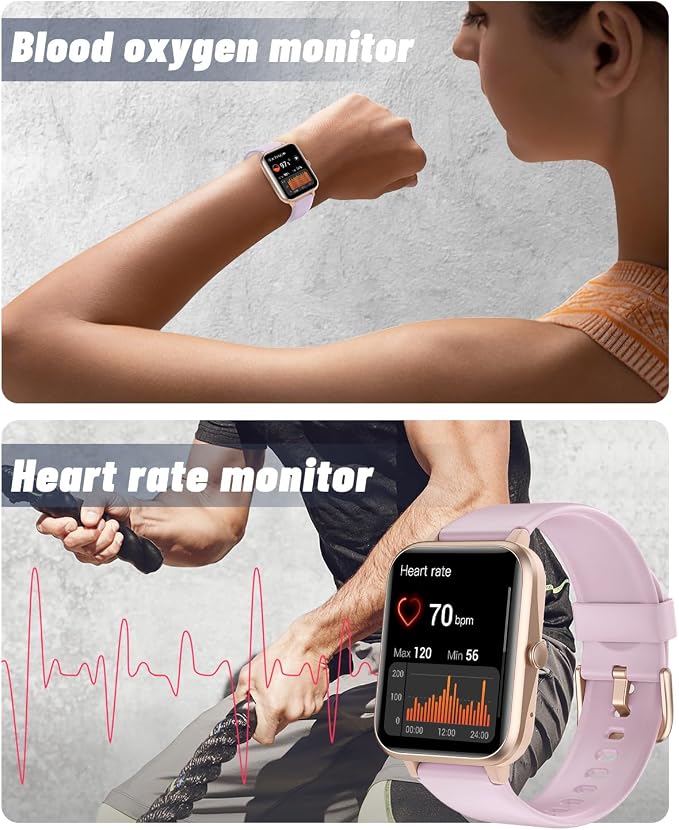 GRV Smart Watch for iOS and Android Phones (Answer/Make Calls), Watches for Men Women IP68 Waterproof Smartwatch Fitness Tracker Watch with Heart Rate/Sleep Monitor Steps Calories Counter (Violet)