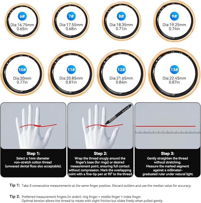 Smart Fitness and Activity Ring for Men and Women - Track Heart Rate Stress Sleep Steps and Blood Oxygen, 10ATM Waterproof Fitness Tracker for iPhone and Android, No Subscription Fee, Size 10