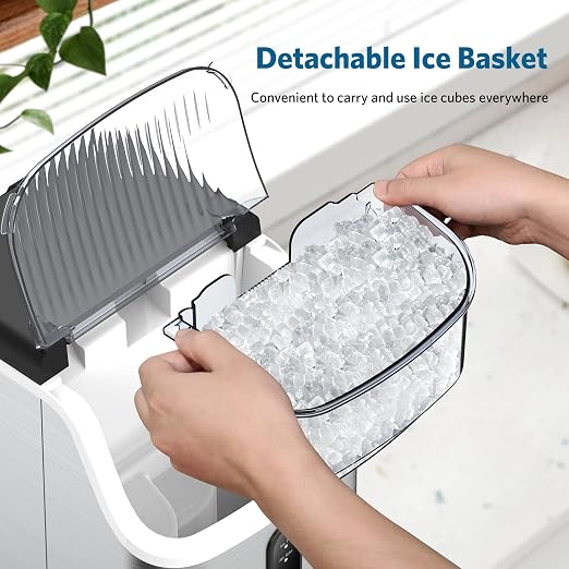 COWSAR Nugget Ice Makers Countertop Soft Chewable Pellet Ice Machine with Auto-Cleaning Function, 34Lbs/24H, Portable Ice Makers for Kitchen, Office, Home