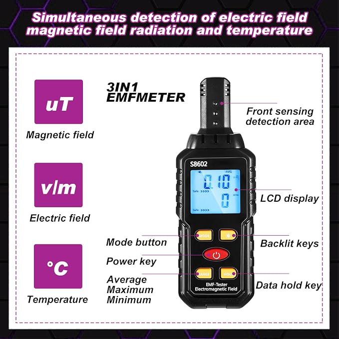 Dunzy 8 Pcs Ghost Hunting Equipment Kit, Include 1 Emf Meter 1 EVP Voice Recorders 1 Spirit Ghost Hunting Research Case 1 Flashlight 1 Speaker 2 Motion Light up Cat Balls 1 Radio(Emf Meter 5, Radio 2)