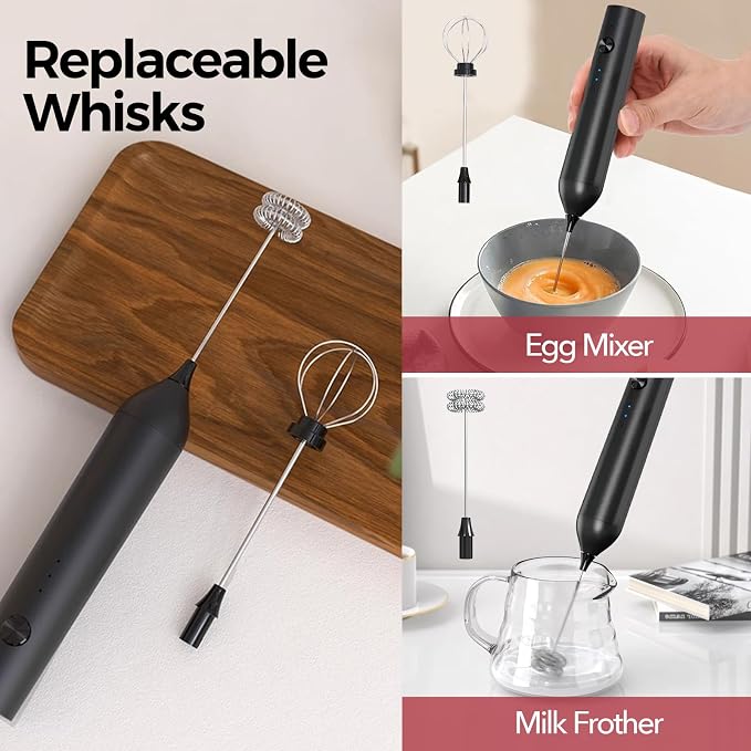 YARRAMATE Milk Frother Wand Handheld & 4 Pcs Stainless Steel Espresso Cups