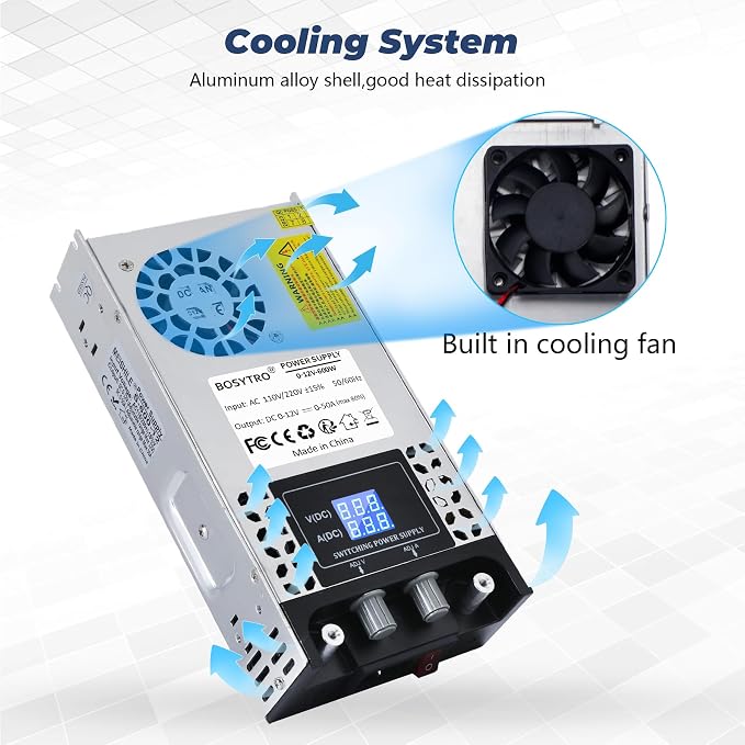 AC to DC Converter 110V-12V DC Power Supply Adjustable 0-24V 0-25A SMPS Max 600W Switching Power Supply for Led Strip, Motor Pump, CCTV, 3D Printer, Lab Computer