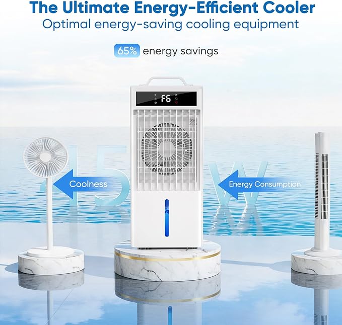Portable Air Conditioners Fan, Windowless Evaporative Air Cooler 2 Modes & 6 Speeds, 12H Timer for Smart Auto-off, 3-Gals Tank for 20H Cooling,16FT Remote,No Hose Needed,38db Swamp Cooler