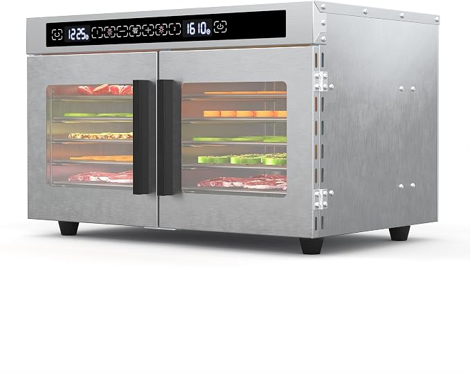 Dual-zone Food Dehydrator, 6x2 Stainless Steel Trays, 85-170°F Temperature | 520W Jerky Dehydrator with Independent Zone Control, 6.3 ft² Drying Space, 24H Timer, for Meat, Fruit, Veggies, Dog Snacks