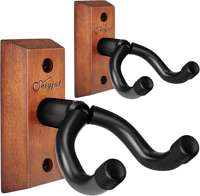 SNIGJAT Guitar Wall Mount 2 Pack, Guitar Hanger Wall Hook Holder Stand with Screws, Hardwood Mount Hanger for Acoustic Bass,Banjo, Mandolin