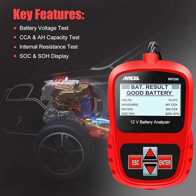 ANCEL VD700 OBD2 Scanner for VAG Vehicles Oil TPMS EPB TPS SAS Reset Injector Adaption DPF Scan Tool with ANCEL BST200 12V 100-1100 CCA Car Battery Load Tester