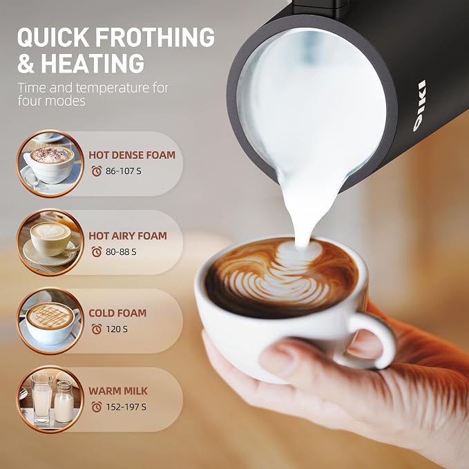GUGTTR Milk Frother, 4-in-1 Electric Milk Steamer, 8.5oz/250 mL with 4 Whisk, Automatic Warm & Cold Foam Maker and Milk Warmer for Coffee, Latte, Cappuccino, Macchiato, Hot Chocolate (Black)