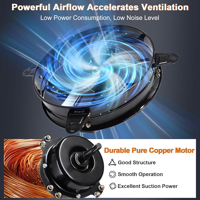 Hiorucet 16 Inch Wall Mounted Attic Gable Vent Fan with Adjustable Temperature Thermostat Control, 60HZ, 115V, 1480R/min, 98W, Gable Mount Vent Attic Fan with Pure Copper Motor, High Speed Low Noise