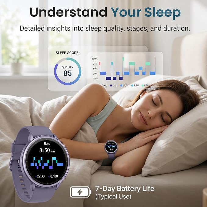 Smart Watch for Women (Answer/Make Call), 1.65" HD Fitness Tracker with Heart Rate/SpO2/Sleep Monitor, Pedometer, 110+ Sports Modes, 3ATM Waterproof, 7-Day Battery, for iOS Android