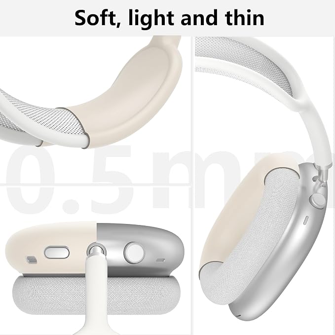 Silicone Case Cover for AirPods Max Headphones,Ear Pad Case Cover/Ear Cups Cover/Headband Cover for AirPods Max 2/1 (2026/2024/2020)(USB-C/Lightning),Silicone Accessories for Apple AirPods Max 2,Stone