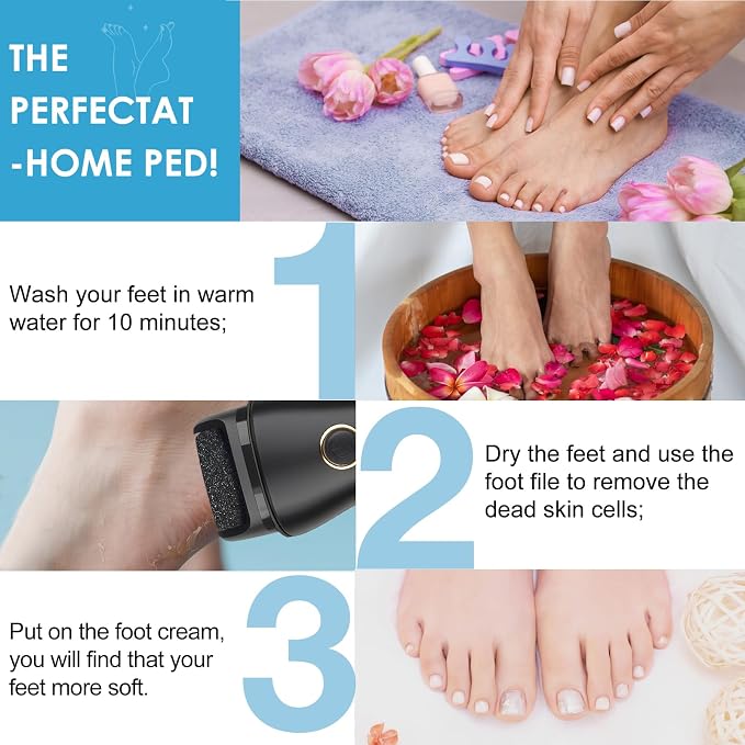 Electric Foot File Callus Remover for Feet - 9pcs Larger Grinding Head&3Speed, Pedicure Kit Foot Scrubber Deadskin Callus Remover, Foot Care Kit Pedicure Tools for Dead Skin Callus Hardskin Dry Cracks