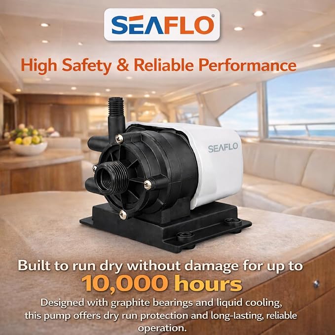 SEAFLO 250 GPH Marine Air Conditioning Pump 230V, 5 GPM Magnetic Drive Circulation Pump, 13 ft Head, Continuous Duty HVAC Pump for AC Systems up to 10,000 BTU, 4-Year Warran