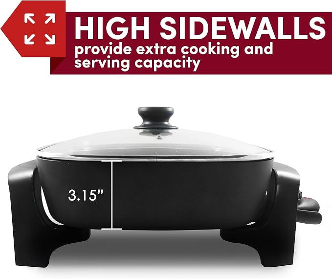 Elite Gourmet EG6201 Extra Deep 12"x12"x3.2" (7.5Qt.) Scratch Resistant Dishwasher & ESB-301BF# Countertop Single Cast Iron Burner, 1000 Watts Electric Hot Plate, Temperature Controls