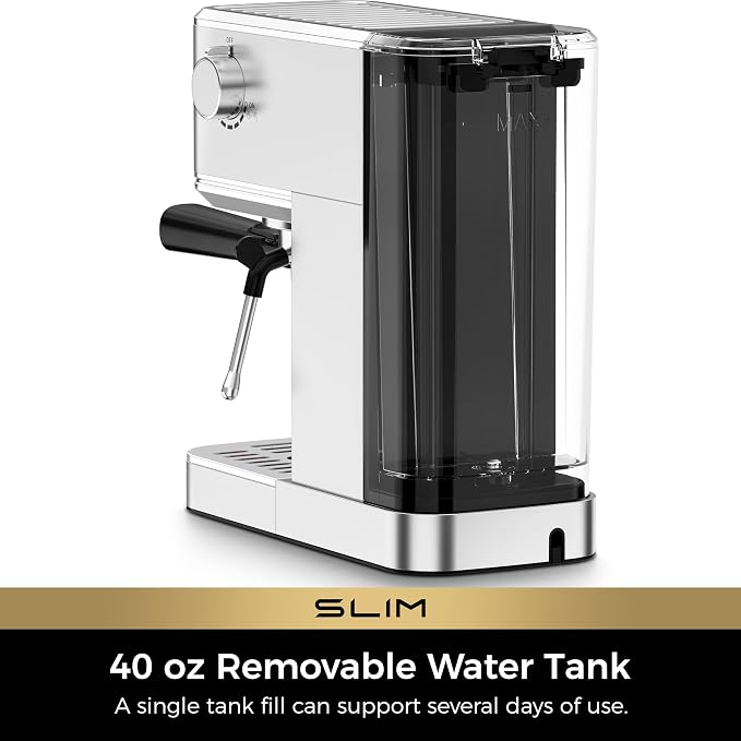 CHULUX Slim Espresso Machine with Milk Frother, 20 Bar Professional Italian Pump Espresso Coffee Machine for Home Cappuccino & Latte Maker, Stainless Steel, Silver