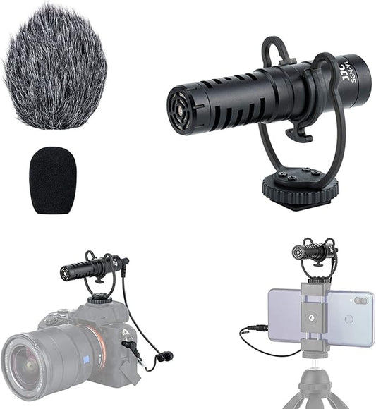 JJC Camera Shotgun Microphone Mic for Canon PowerShot V1, EOS R RP R5 R6 Mark II R7 R10 R50 R100 M50, Sony ZV-1 II ZV1 ZV-1F ZV1F A6700 A6400 A6300, Nikon Z50 II Zf Z30 Z6 Z7 II, Fuji X-T5 X-T4 X-S20