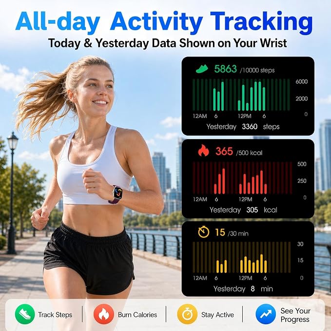 Stiive Pedometer Watch Senior Friendly No App/Phone Required, Waterproof Fitness Tracker Watch with Step Counter Calories/Sleep Tracker for Walking Running for Men Women