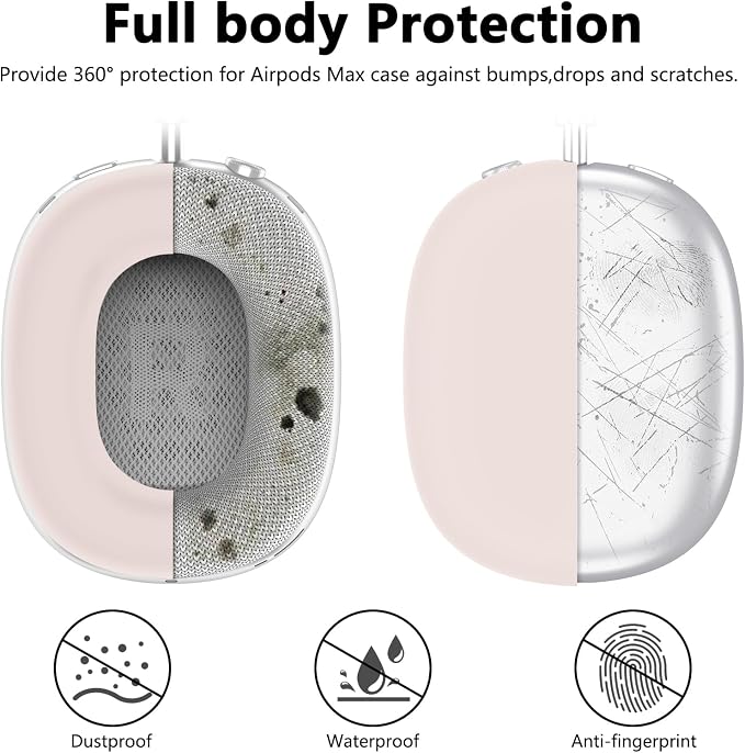 Silicone Case Cover for AirPods Max Headphones,Ear Pad Case Cover/Ear Cups Cover/Headband Cover for AirPods Max 2/1 (2026/2024/2020)(USB-C/Lightning),Silicone Accessories for Apple AirPods Max 2, Nude | Ear Pad Case Cover