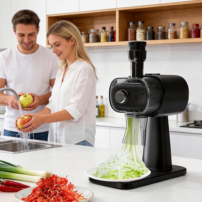 Electric Green Onion Grater, Commercial Spring Onion Cutter, Home Kitchen Shallot Julienne, Stainless Steel Blade Scallion Shredder, Suitable for Chili, Meat, Fish, Green Bean, 2mm