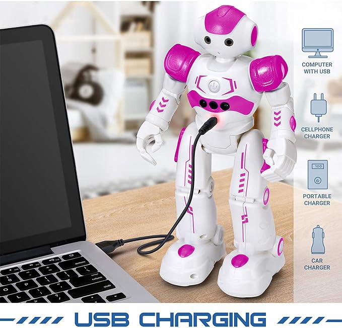 KingsDragon RC Robot Toys for Kids, Gesture & Sensing Programmable Remote Control Smart Robot for Age 3 4 5 6 7 8 Year Old Boys Girls Birthday Gift Present，Rose