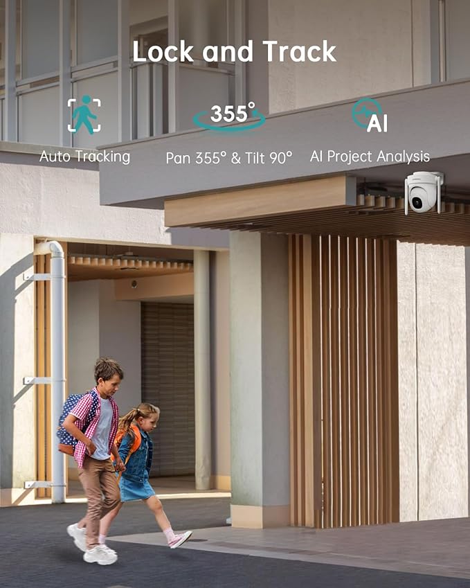 ZUMIMALL 5MP Security Camera Outdoor, 2K Solar Camera for Home Security, 2.4GHz WiFi, 2-Way Talk, Spotlight & Siren, IP66 Weatherproof, Compatible with Alexa