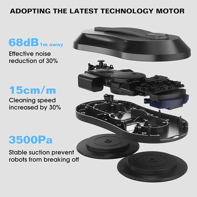S1 Window Cleaning Robot with Dual Water Spray 3500Pa Houshold Window Cleaner Robots with Toolbox 6.0 AI Path Planning for Framed/Frameless Glass Low Noise Glass Cleaning Robot with Belt