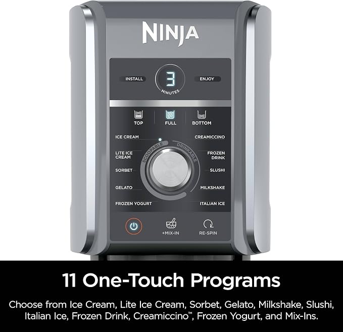 Ninja NC501 CREAMi Deluxe 11-in-1 Ice Cream & Frozen Treat Maker with 2 XL Family Size Pint Containers, Silver (Renewed)