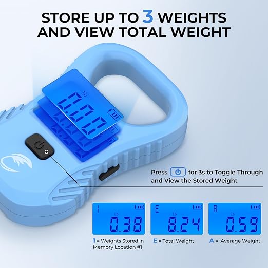 Calamus Lightweight Fish Scale – Rechargeable Digital Scale with USB Cable, 55lb Capacity, Multi-Units Pound/Ounces & Kilograms, High Accuracy, Backlight LCD Display, Fishing Gifts for Men