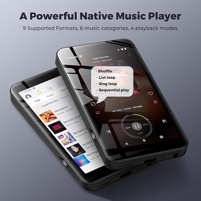 160GB innioasis G5 MP3 Player with Bluetooth and WiFi, MP3 Player with Spotify, Spotify Kids, Pandora, Play Store, Parental Manager App, Calm, 4" HD Full Touch Screen MP4 Music Player for Kids (Black)