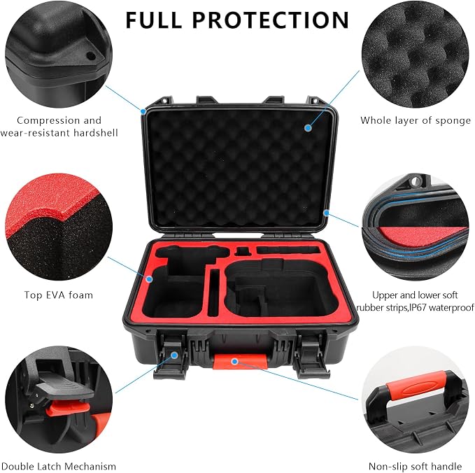 FPVtosky Hard Case for Avata 2 Drone Combo, Waterproof Carrying Case, Fits DJI Goggles 3 [NOT for Goggles N3], RC Motion 3 & DJI FPV Remote Controller 3 Accessories [CASE ONLY]