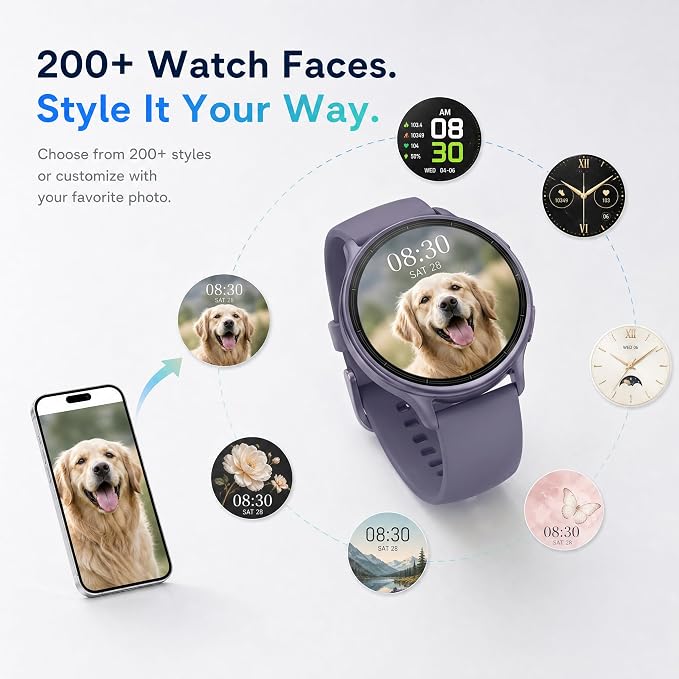 Smart Watch for Women (Answer/Make Call), 1.65" HD Fitness Tracker with Heart Rate/SpO2/Sleep Monitor, Pedometer, 110+ Sports Modes, 3ATM Waterproof, 7-Day Battery, for iOS Android